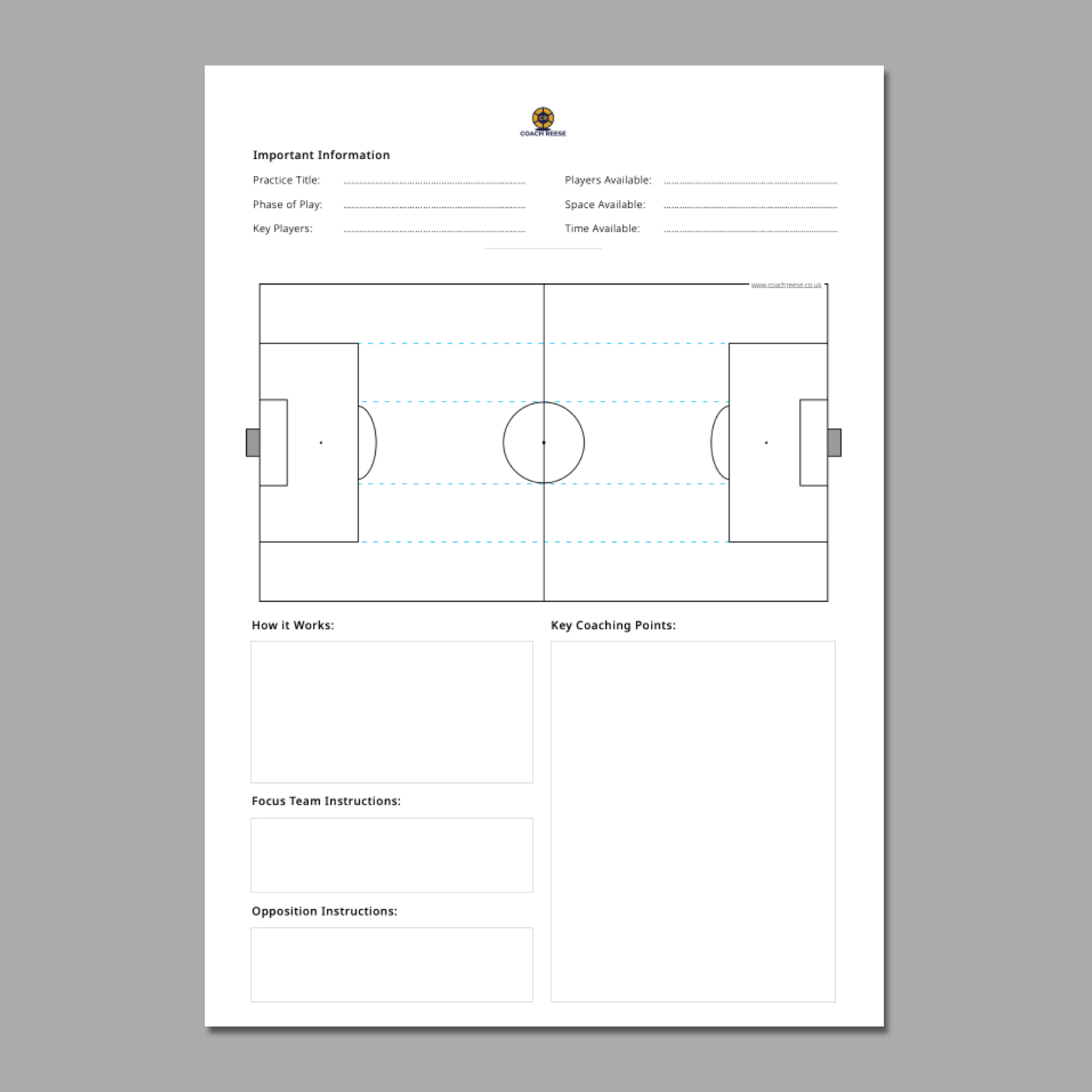 Football: Phase of Play Plan Template (PDF)